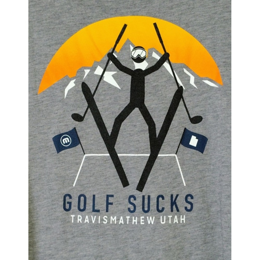 Golf Sucks Travis Mathew Utah Ski Graphic Men's Gray Pima Cotton Tee XXL